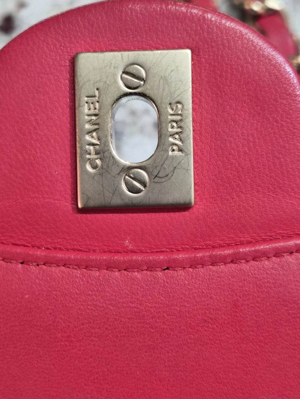 Chanel 15B Lipstick Red Lambskin Classic Mini Flap Bag GHW Rectangular